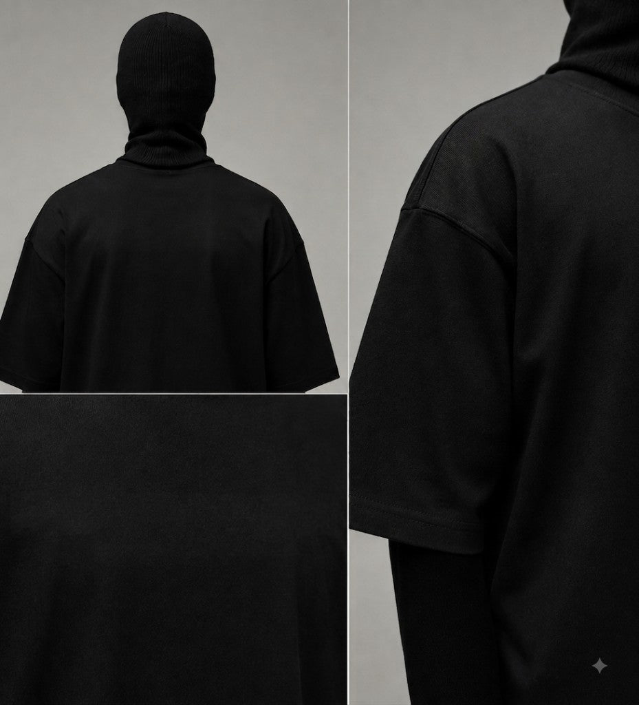 AKINO Solid Black Oversized Tee