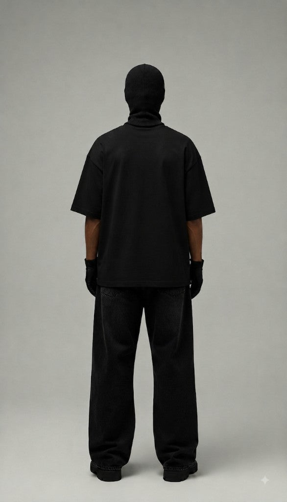AKINO Solid Black Oversized Tee