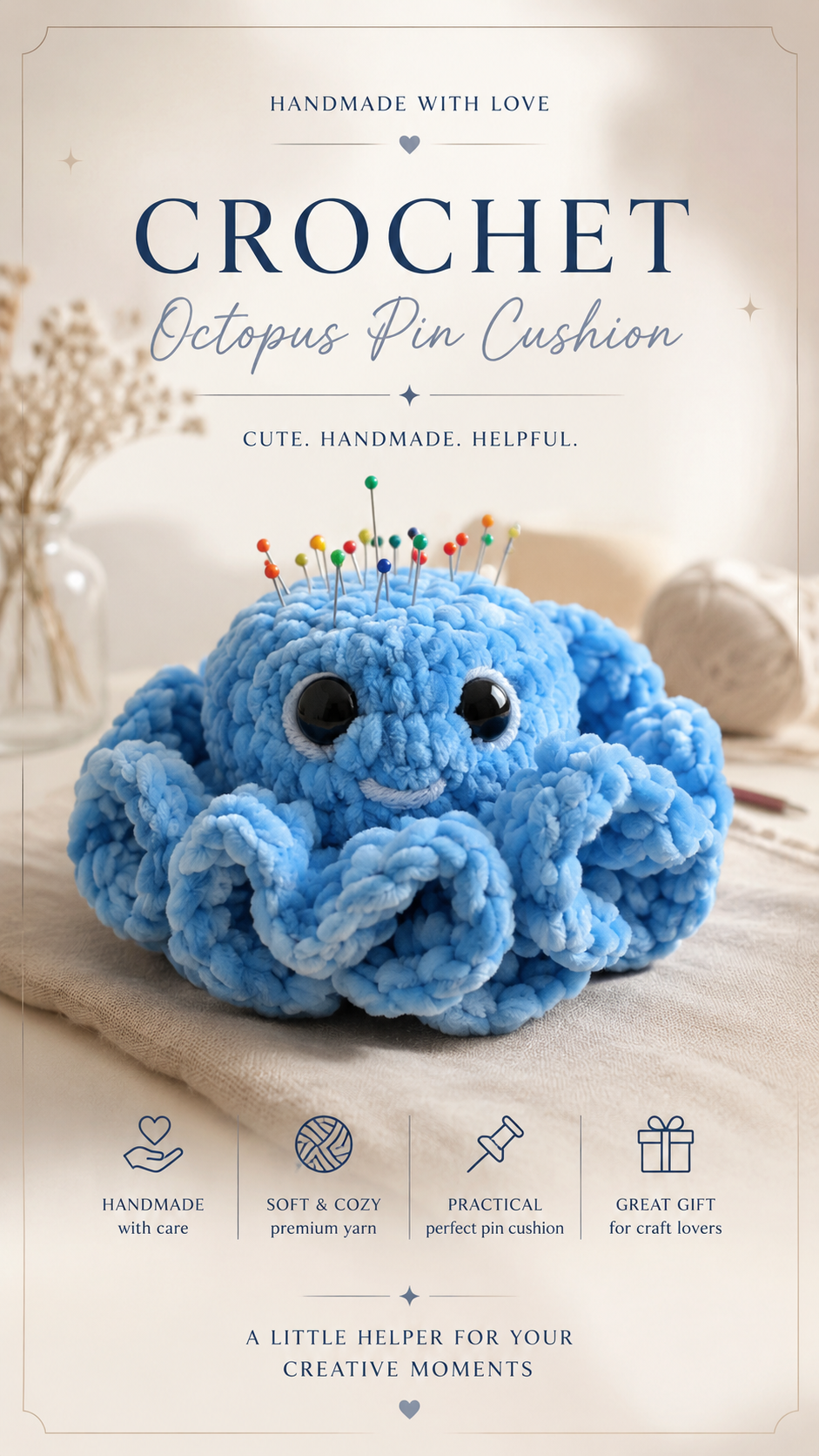 AKNO CROCHET OCTOPUS PINCUSION